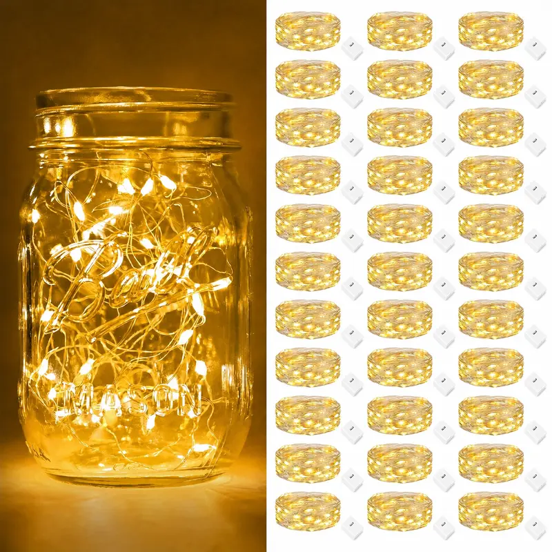 30-Pack LED Fairy Lights Battery Operated, Silver Wire, 20 LEDs, 6.5 Feet Twinkle Firefly Star & Moonlight String Lights for DIY, Wedding, Party, Bedroom, Garden, Christmas, Valentine's Day, Flowers, Warm White,dorm essentials
