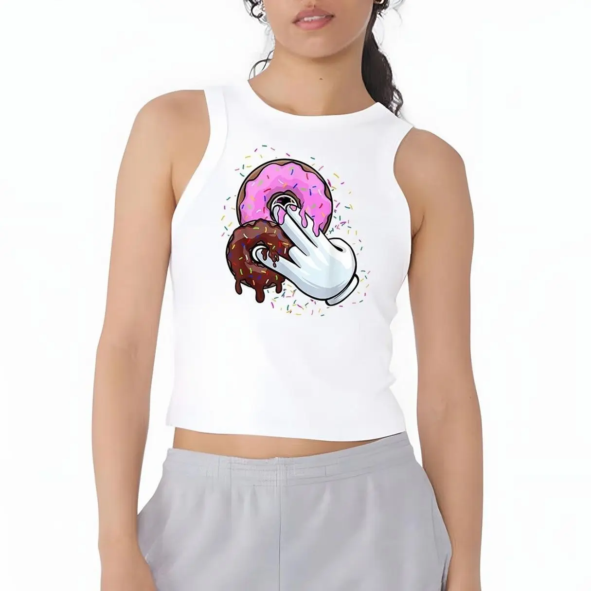 Funny Design 2 in The Pink, 1 in The Stink Micro Rib Racer Tank, Adult Dirty Humor Y2K Aesthetic Crop Top For Girls, Funny Graphic Sleeveless Top For Women, Christmas Gift