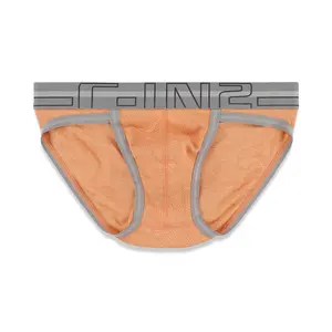 C-IN2 Zen Sport Brief Otto Orange Heather for Men | Performance Mesh Fabric Made from Rayon from Bamboo | Sculpted Pouch for Lift & Support