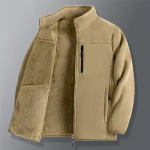 Men's wool lined Sherpa jacket with comfortable and durable stand up collar, suitable for outdoor daily wear