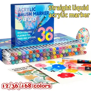 Liquid Soft Tip Acrylic Drawing Markers, 12 Colors/36 Colors/168 Colors Large Capacity, Stackable Ink Control Pens, Ideal for Art Enthusiasts and Painting