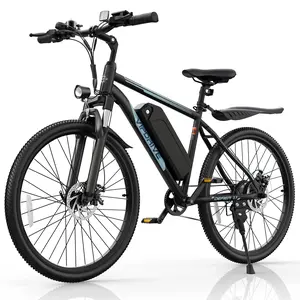【VIPDRIVE】Electric mountain bike featuring a peak 750W motor offering over 50 miles of range, top speed up to 22 mph, 26-inch tires for all terrains at front and rear, disc brakes, LCD display, 48V removable battery, 7-speed professional drivetrain, UL ce
