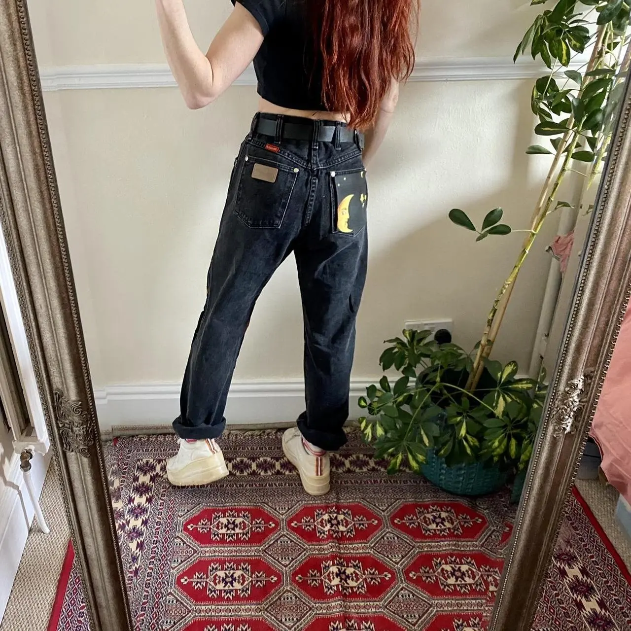 Women's Zodiac Denim Jeans - Sun, Moon, and Stars Design