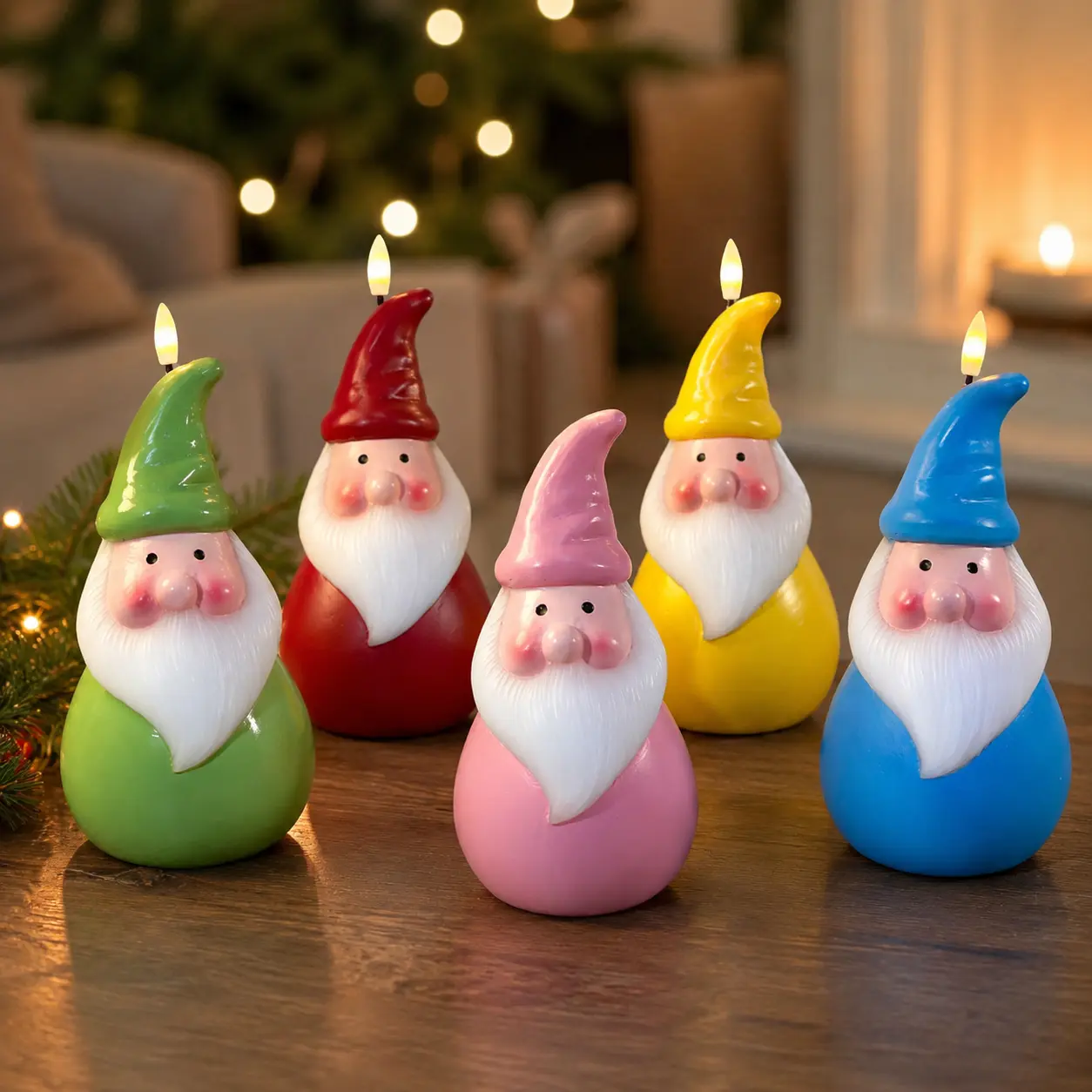 Gnome Unscented Flameless LED Household Candle, Paraffin Wax Christmas Table Decoration, Battery-Operated Accent Light for Bedroom, Party Gift