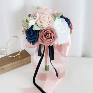 Wedding Bouquet For Bride, Artificial Rose Bouquet, Bridesmaid Floral Arrangement, Bridal Tossing Bouquet For Ceremony Decoration