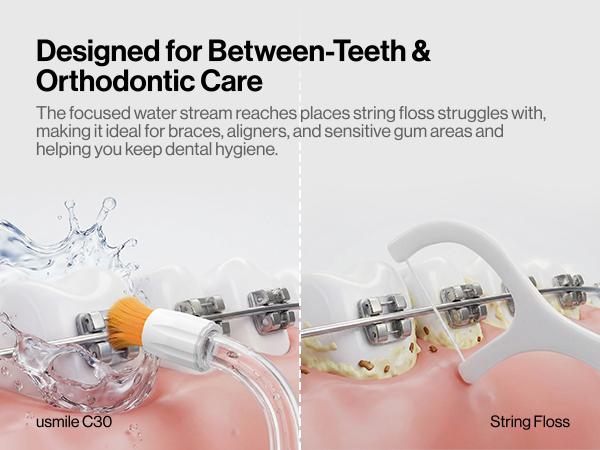 [Hot] usmile C30 Cordless Oral Irrigator - Single Unit, 60s Continuous Flossing, 60-Day Battery, 5 Intensity Levels with Gum Care Mode for Deep Clean, IPX7 Waterproof, BPA-Free, USB-C Rechargeable for Home Travel, Care Oral Irrigators, Oral Plaque Remover