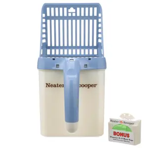 Neater Scooper Scoop-to-Bag Mess-Proof Cat Litter Scoop with Attached Waste Bin & Trap Door for Easy Cleaning & Sanitary Use Includes 15, 60, or 195 Odor-Sealing Bags Made in the USA