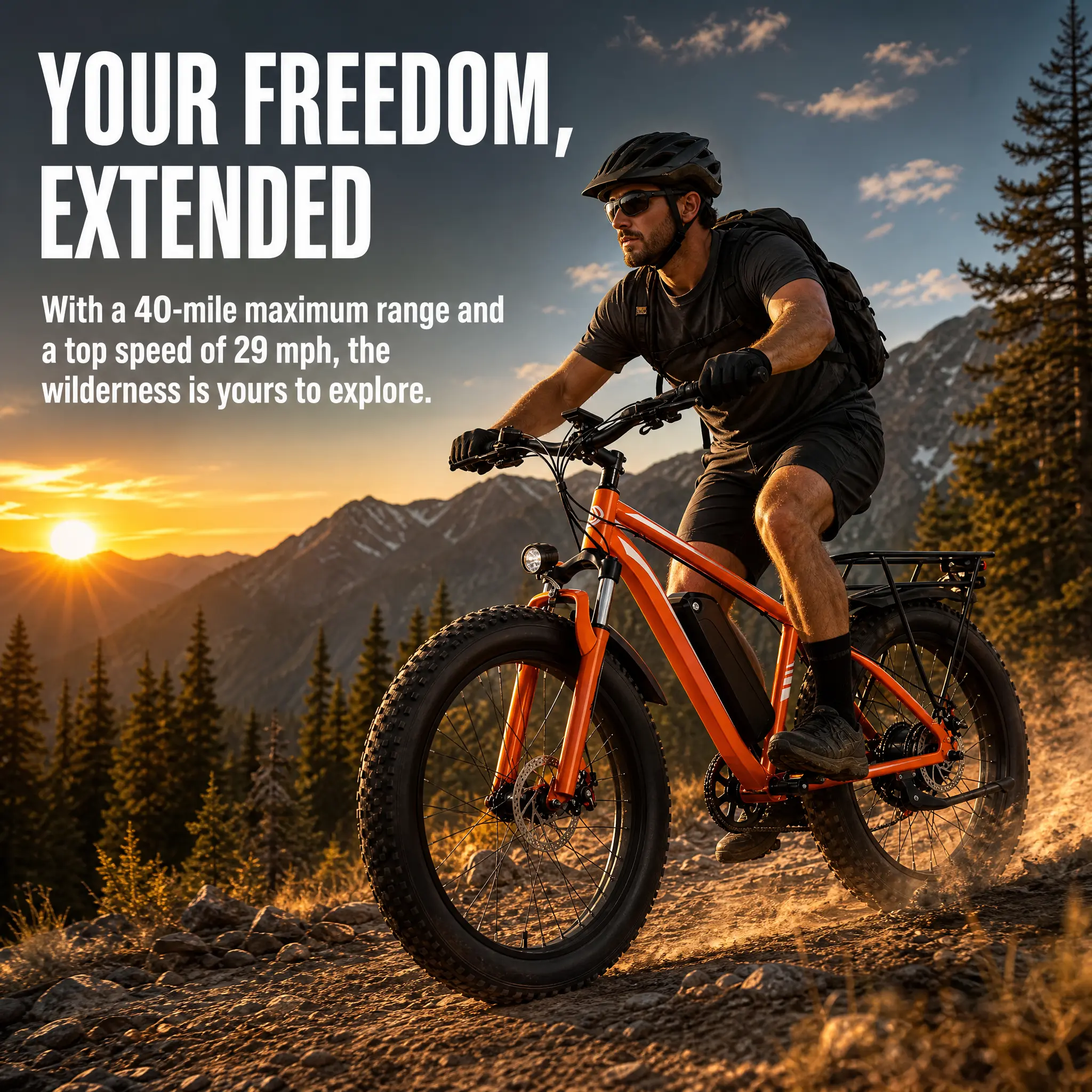 Adult Electric Mountain Bike - 1000W Peak Motor, 48V 15Ah Removable Battery, 26" Fat Tires, 40 mi Range, Full Suspension, 7-Speed Outdoor Sports Bicycle