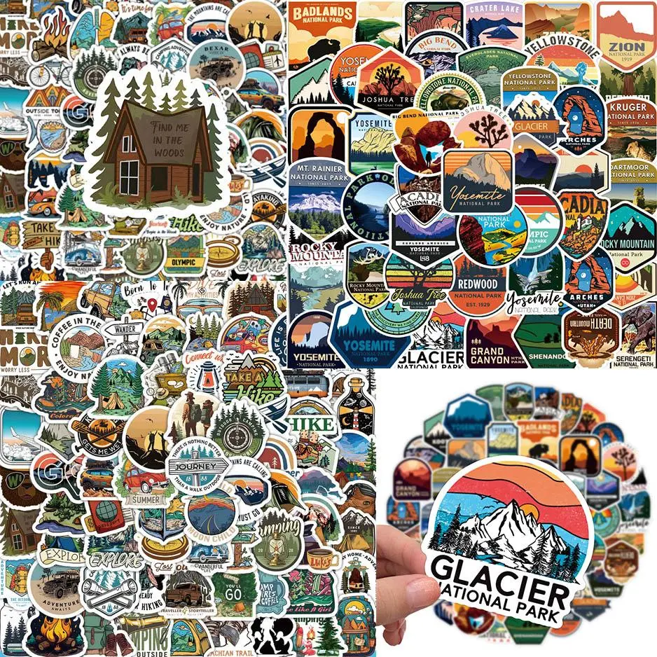 National Park Sticker, 150pcs/set Outdoor Nature Adventure Travel Sticker, Waterproof Suitcase Sticker for Water Bottle, Laptop, Luggage, Car, Skateboard