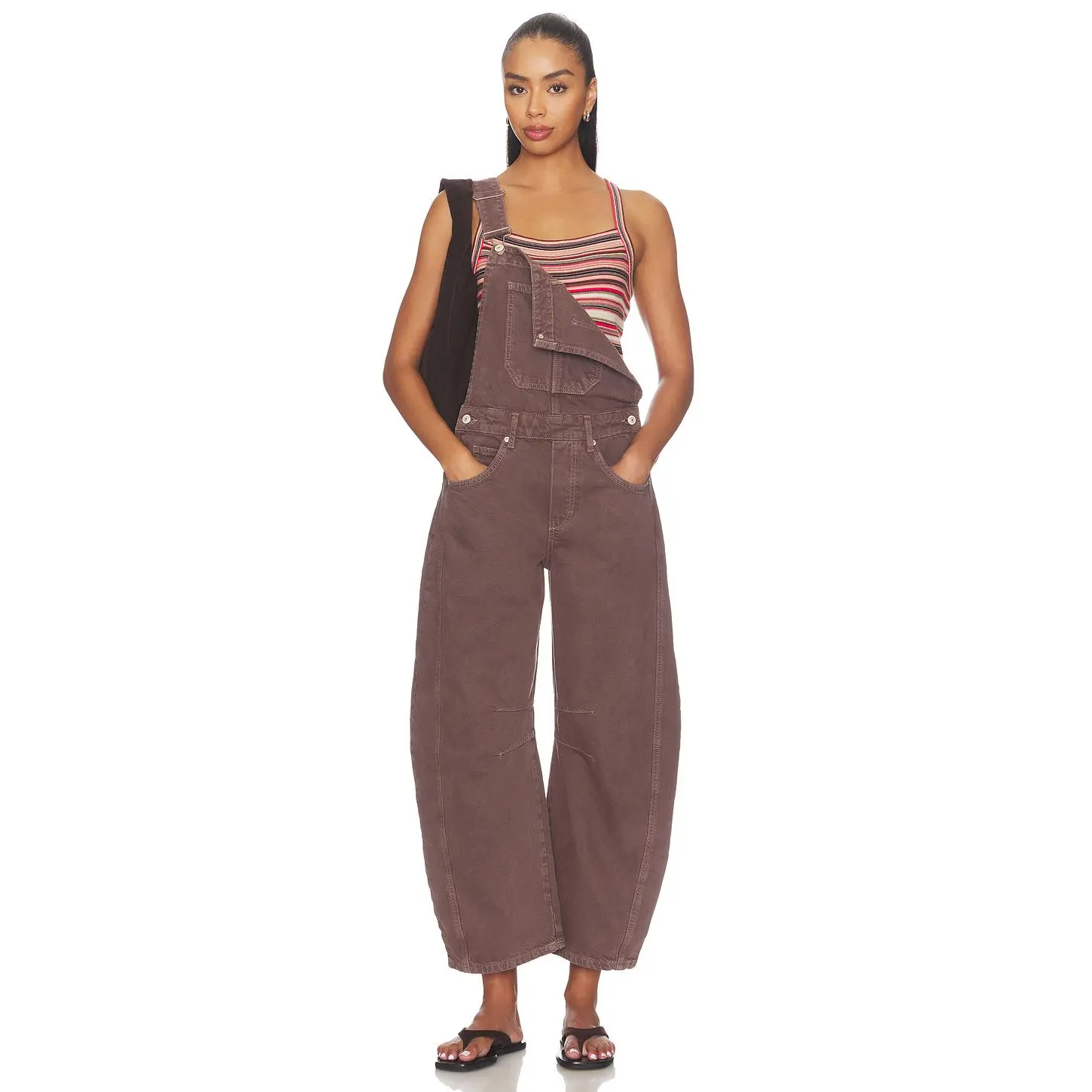 Free People X We The Free Good Luck Overall in Chocolate Mousse