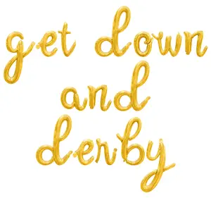 Cursive Script Letter Balloons - GET DOWN AND DERBY 16" Inch Alphabet Letters Foil Mylar Balloon Kentucky Derby Party Banner