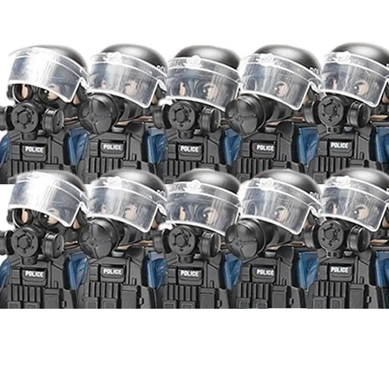 City Police Special Forces Building Blocks Playset, Assault Soldier SWAT Figures, Gas Defense Mask, Military Weapons Bricks Toys for Kids