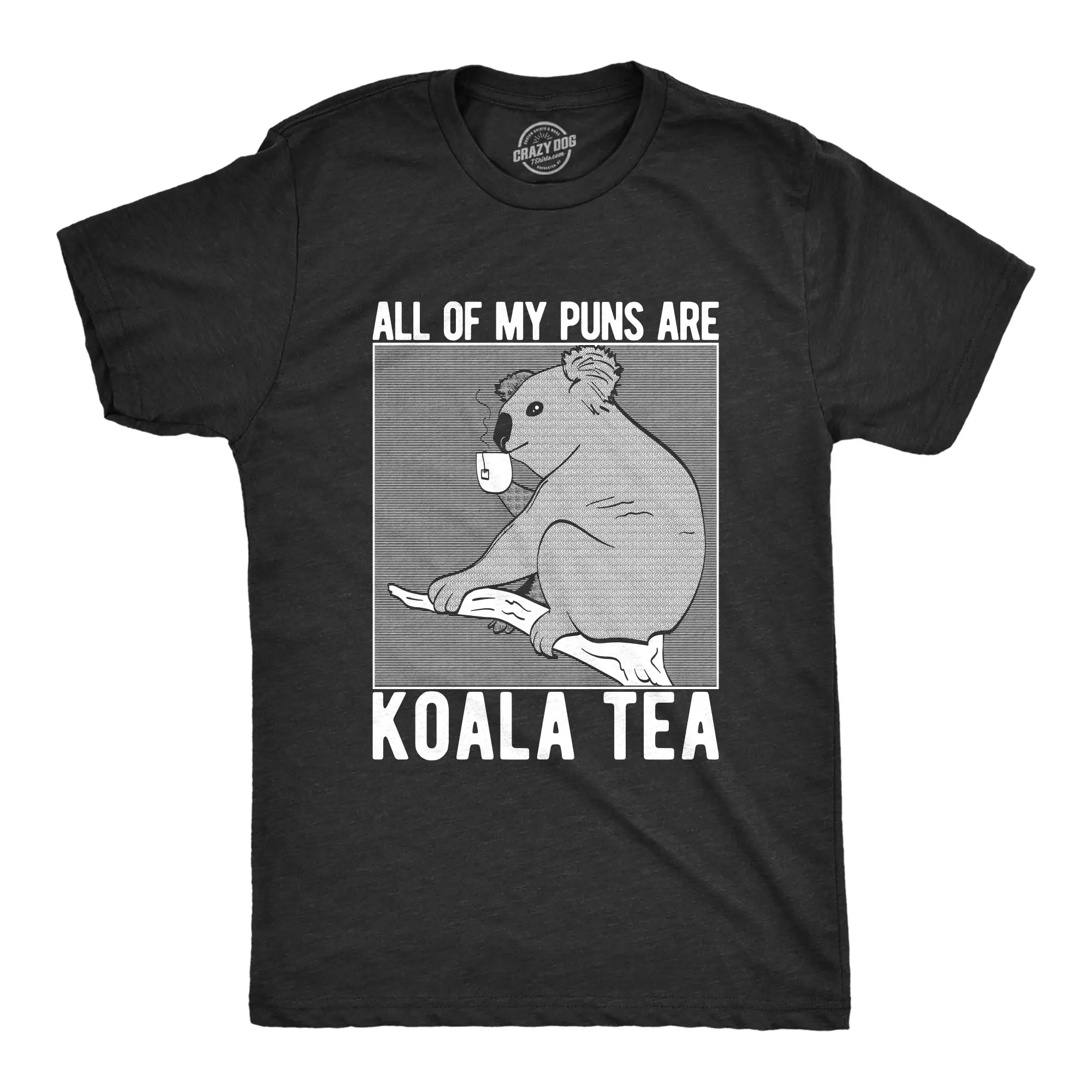 Mens My Puns Are Koala Tea T shirt Funny Sarcasm Bear Australia Funny Joke Tee Mens Funny T Shirts Cool Vintage Fashion T-Shirt Gift Classic Menswear Sarcastic Apparel for Men Funny Animal Short Sleeve Novelty Black
