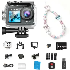 Touchscreen Sports Camera 5k30fps 24mp, Remote Control, Wide Angle Lens, Waterproof Underwater Video, Includes Accessories Kit