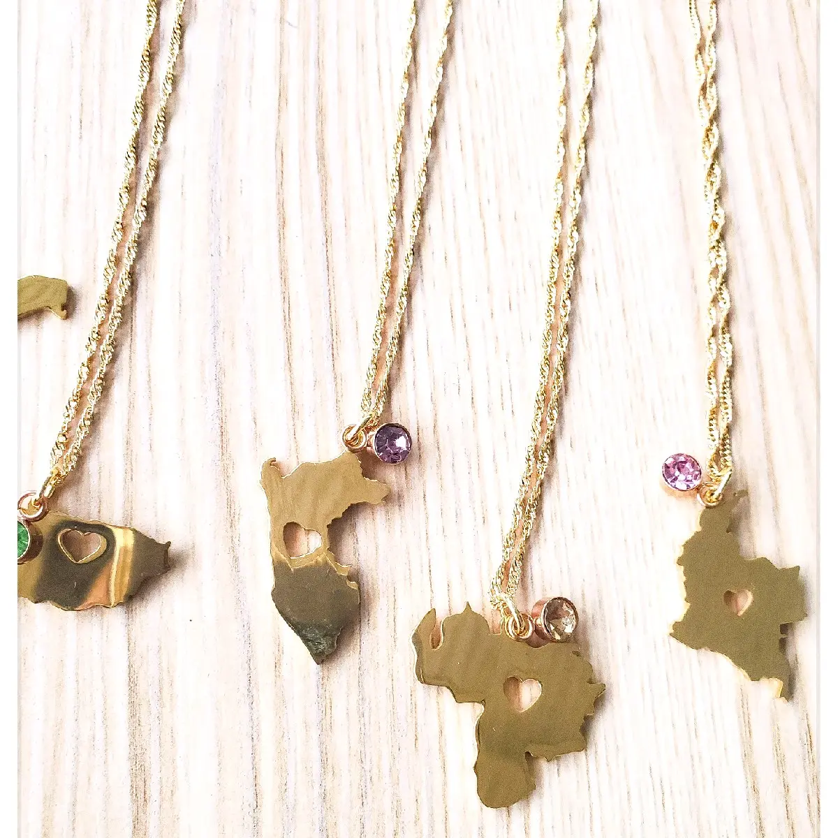 Paloma's Jewelry Personalized Birthstone Map Pendant for Travel and Adventure Enthusiasts in Gold or Silver necklace christmas gift