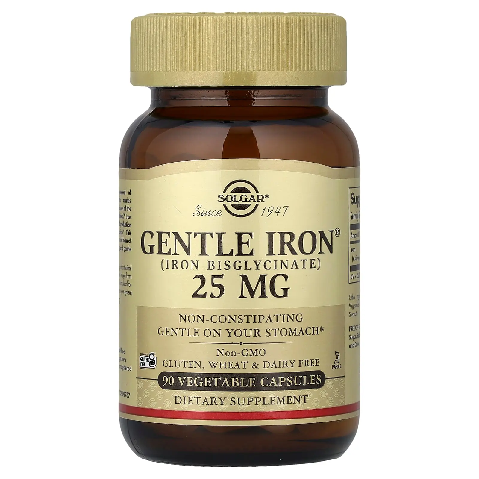 Solgar Gentle Iron®, 25 mg, 90 Vegetable Capsules