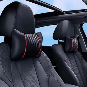 Universal Car Headrest Pillow, 1 Count PU Leather Breathable Neck Pillow, Soft Comfortable Seat Rest Cushion, Auto Accessories Decorations