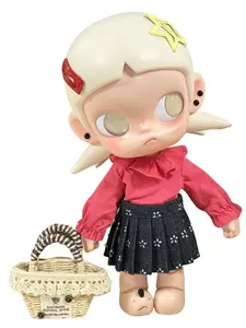 1/8 Trendy Doll Outfit — Pink Woven Shirt with Doll Collar and Ruffle Trim, Versatile for Doll Swapping