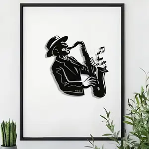Jazz Saxophone Man Metal Wall Art, Jazz Saxophone Man Wall Decor, Wall Hanging Decor for Home Living Room Bedroom Office, Poster