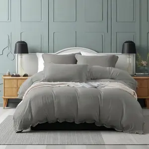 Pure Color Vintage Farmhouse Bedding Set, Romantic Ruffle Design, Soft Bedding Sets, Includes 1 Duvet Cover + 2 Pillowcases No Insert, Soft Plush All Seasons