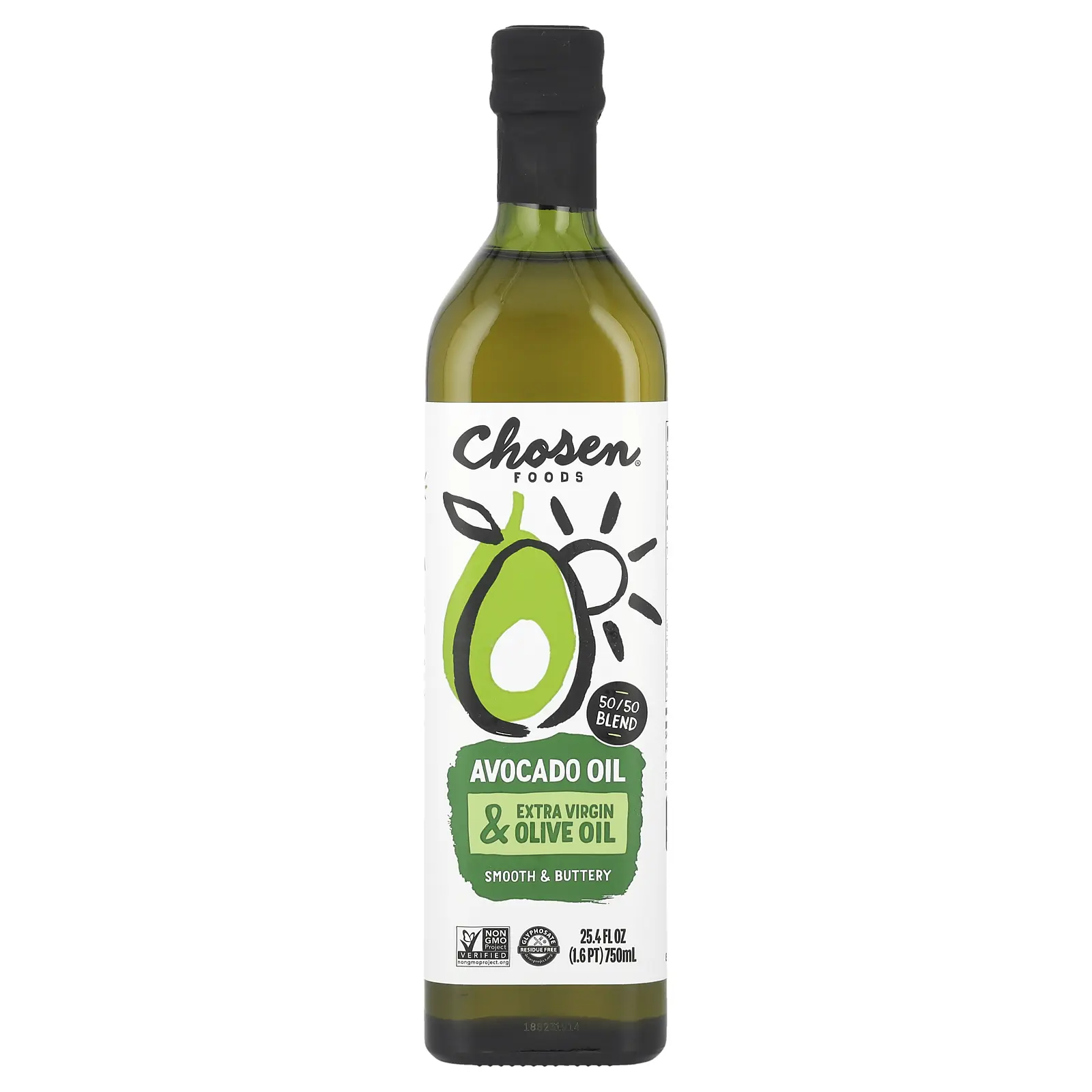 Chosen Foods Avocado Oil & Extra Virgin Olive Oil, 25.4 fl oz (750 ml)