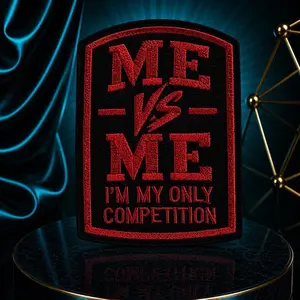 Iron On Embroidery Patch - "Me Vs Me I’m My Only Competition" Motivational Applique, Fun Gifts for All Ages, Sewing Accessory for Clothing, Bags, Hats