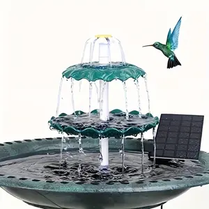 AISITIN 6.5W Solar Bird Bath Fountain with 3 Tiered Bird Bath Upgraded 2026, DIY Detachable Solar Water Fountain Pump with Fixed Equipment, 7 LED Lights for Garden Decoration, Outdoor Bird Feeder and Waterfall