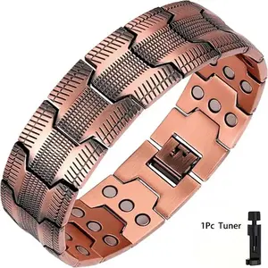 3x Stronger,  Adjustable Size, Comfortable Fit for Daily Wear, Versatile Bangle Accessory,Men's Pure Copper Magnetic Bracelet with 3500 Gauss Neodymium Magnet,