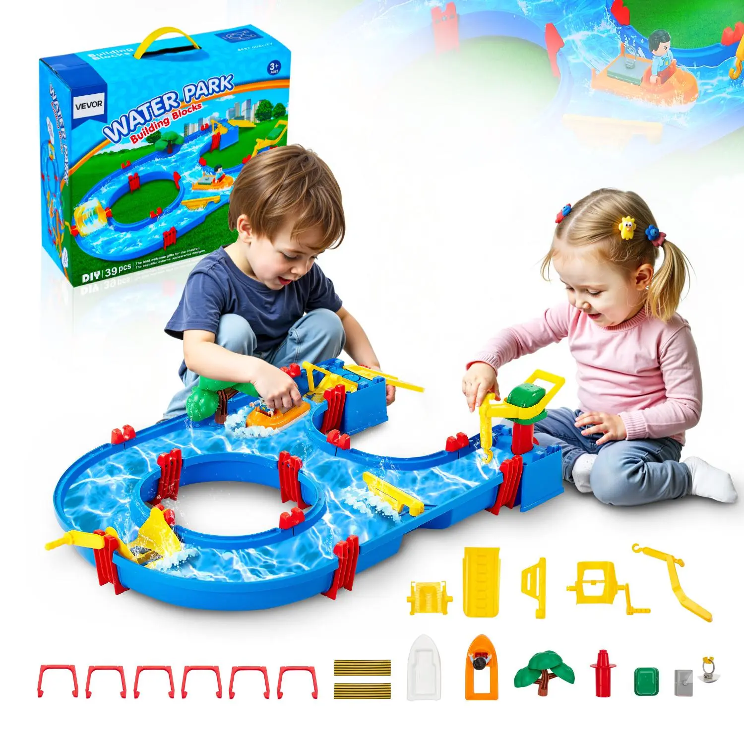 【SummerFinds】VEVOR Water Table for Toddlers, Kids Activity Play Waterway, Outdoor Summer Water Park Playset with 39PCS Accessories for Backyard Lawn Beach, Activity Sensory Play Table for 3+ Years Boys Girls