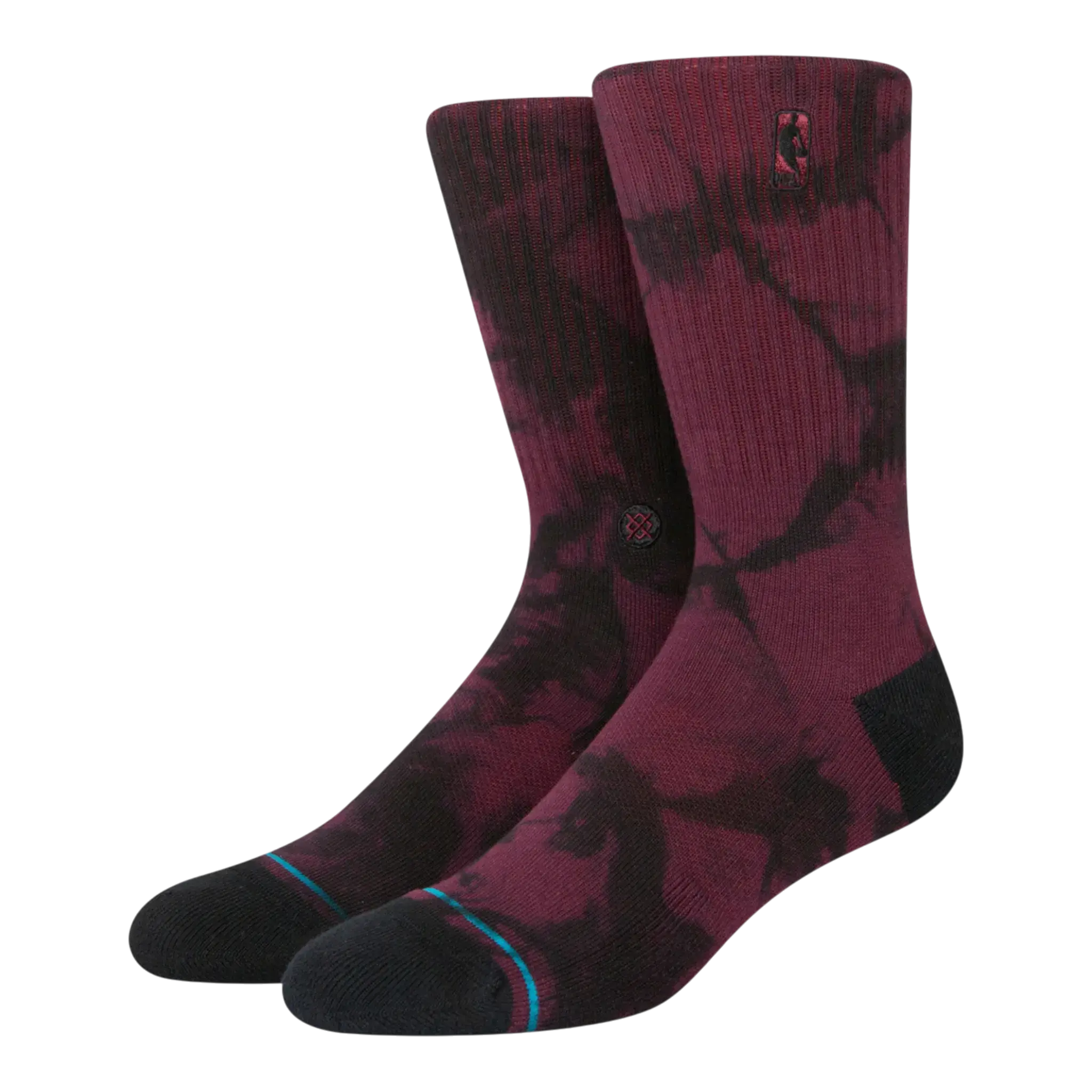 Stance x NBA Logoman Dye Crew Socks in Maroon | Men's