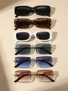 6 Pairs Fashionable Trendy Streetwear Sunglasses Set, Minimalist Versatile Style, Uv400 Protection, Ideal for Streetwear, Camping, Travel, Gift Giving