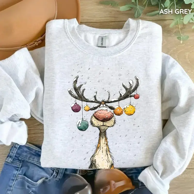 Vintage Reindeer Sweatshirt, Cute Christmas Sweatshirt, Retro Reindeer Shirt, Merry Christmas Gift
