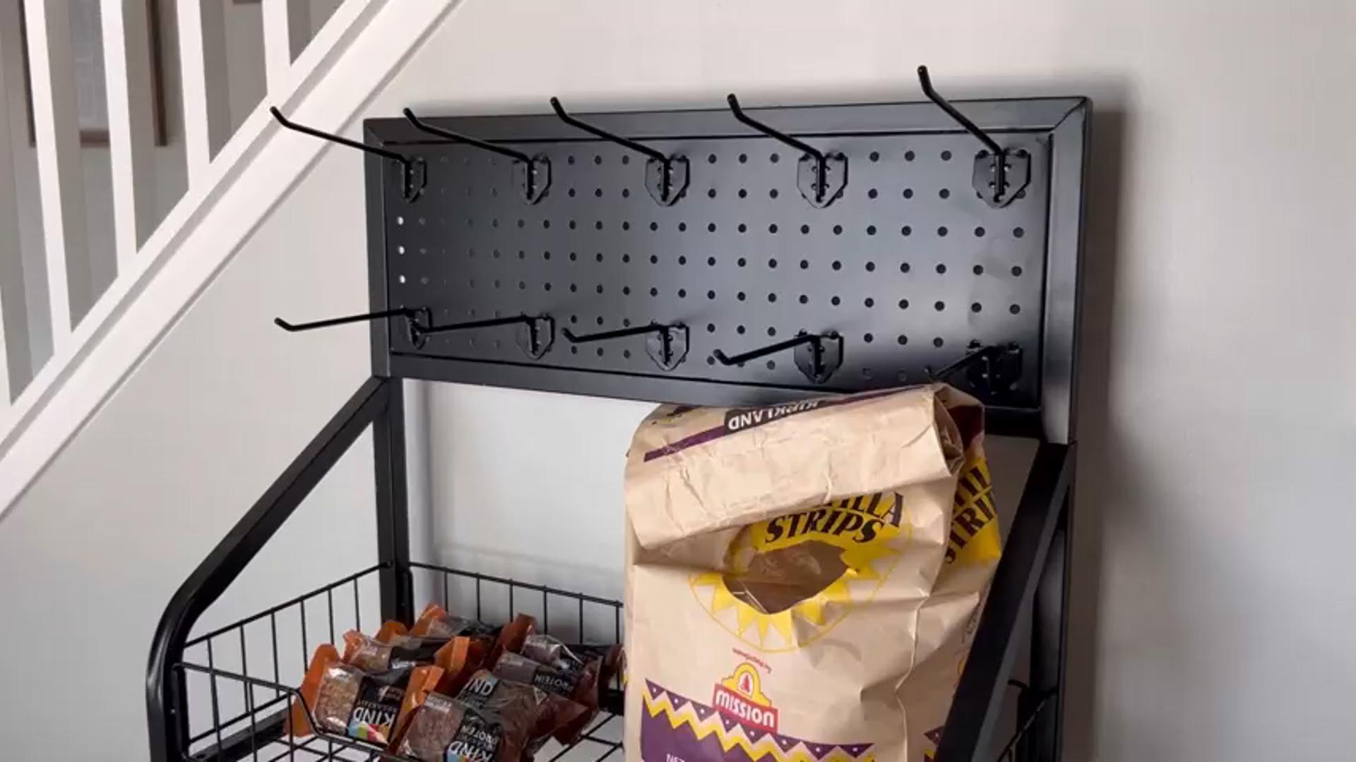 Commercial 5 Tier Freestanding Retail Display Rack for Snacks and Candy, Heavy Duty Q235 Steel Chip Stand with Sliding Baskets, 360° Rotating Silent Wheels, 4 Foot Pads & 10 Price Tags