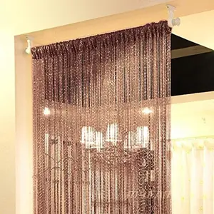Door Fringe Curtain,Rare Flat  Ribbon Door String Curtain Thread Fringe Window Panel Room Divider Cute Strip Tassel Party Events (2 Pack, Dark-Brown)
