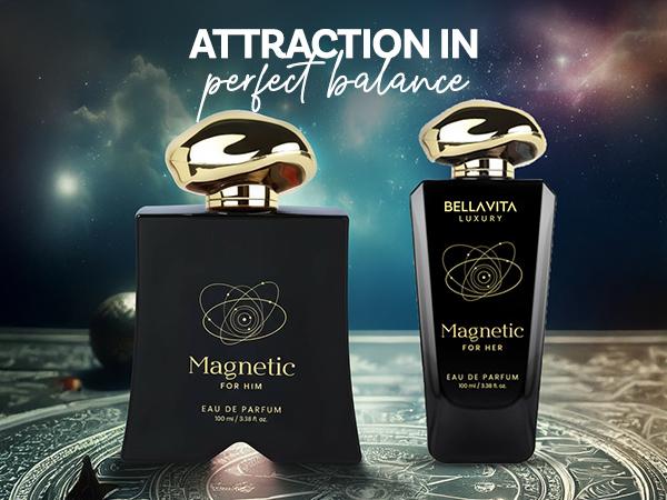 Magnetic Love Duo by Bellavita Luxury | Perfume Combo Gift Set | Power Couple Collection 2×100 ml | Long Lasting Perfumes for Men & Women | Magnetic Him & Magnetic Her | Vegan & Cruelty Free Eau De Parfum