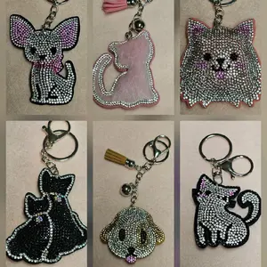 Cats and dogs bling bag charm keychains