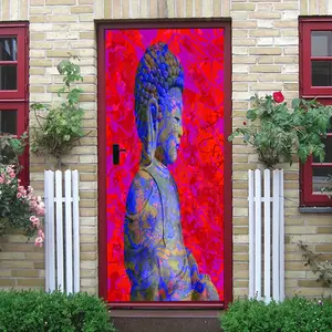 2pcs Oriental Zen Buddha Art Wall Stickers Chinese RetroLiving Room Decorative Stickers Self Adhesive Removable PVC Material Home Temple Meditation Room Wall Decoration Mural