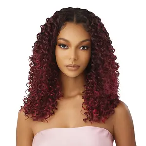 Outre Human Hair Blend HD Lace Front Wig Airtied Glueless Fully Hand-Tied 13X6 HHB-Dominican Curly 22"