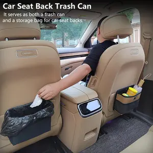 Hanging Car Trash Can - Waterproof Leakproof Mini Waste Bin, Multifunctional Garbage Basket Organizer for Side Door Seat Back Storage, Space Saving Automotive Interior Vehicle Accessories, Premium Car Essentials
