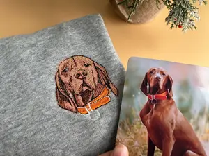 Custom Embroidered Pet Sweatshirt – Personalized Pet Face Hoodie from Photo for Memorial or Condolence Gift