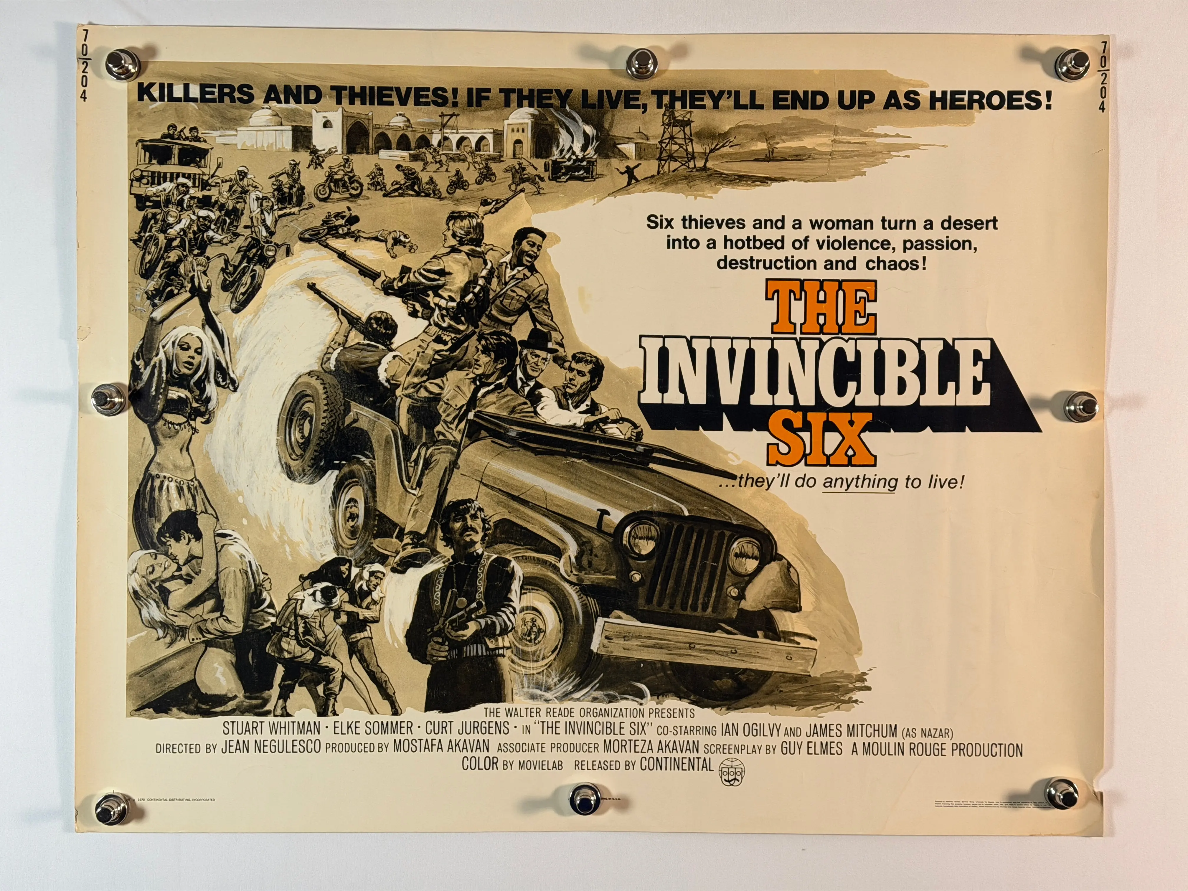 THE INVINCIBLE SIX 1970 Original Movie Poster 22x28 SS Rolled NSS 70/204