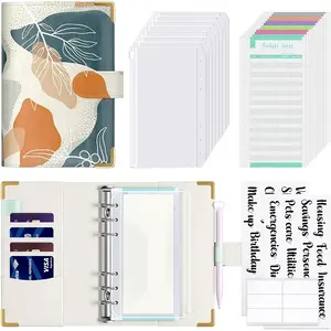 Budget Binder with Zip Envelope, A6 Money Saving Binder Cash Envelope for Budget, PU Leather Budget Plan Cash Notes, Planner Notebook, Bohemian Budget Wallet, Marble Budget Binder, Monthly Budget Planner