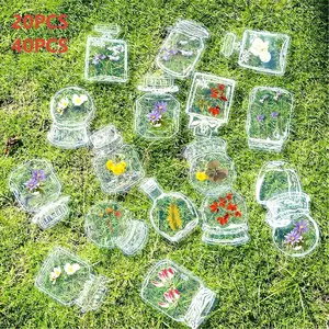 20/40 PCS Random Pattern Clear Dried Flower Bookmarks,DIY Bookmarks, Glassware Personalized Stickers, NaturalFlower Bookmarks, Bookmark Stickers, Bookmark Crafts