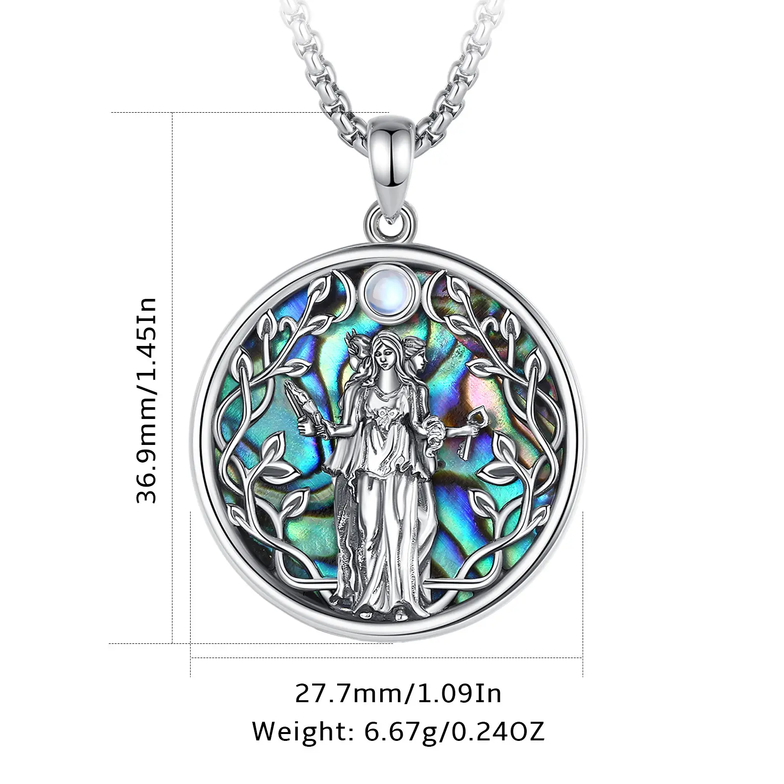 Triple Moon Goddess Abalone Shell Inlay