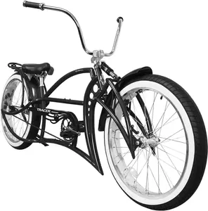 Tracer KRAKER PRO 26 Inch Stretch Chopper Bicycle for Adult,Single Speed Men Lowrider Bike with Oversized Hi-ten Stretch Steel Frame,Front Wheel 26 * 3.5,Rear Wheel 26 * 4.0 Multiple Colors lowrider bikes