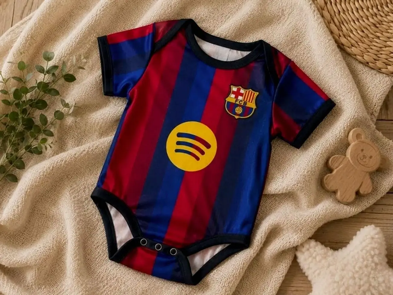 Personalized Soccer Baby Romper, Barcelona Inspired Baby Jersey, Custom Football Onesie, Baby Shower Gift, Newborn Outfit UOZ VNF