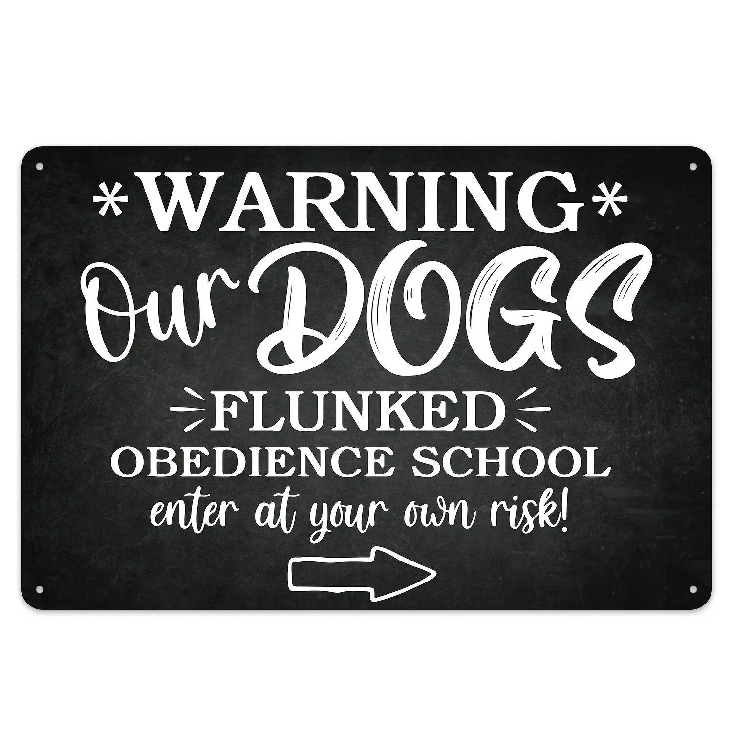 Funny 'Our Dogs Flunked Obedience School' Vintage Metal Warning Sign - Humorous Decorative Plaque for Home, Garden, Gates & Garages - Wall-Hanging, No Electricity Needed, Indoor & Outdoor Use, Classic Style, Pug Decor,Wall decor,Posters