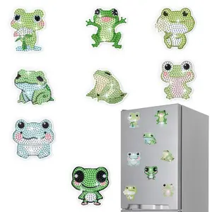 Frog Design DIY Diamond Arts Colorful Painting Kit, 8 Counts/set Refrigerator Magnet Sticker, DIY Decorative Fridge Magnet for Home Kitchen, Diamond Painting Kits