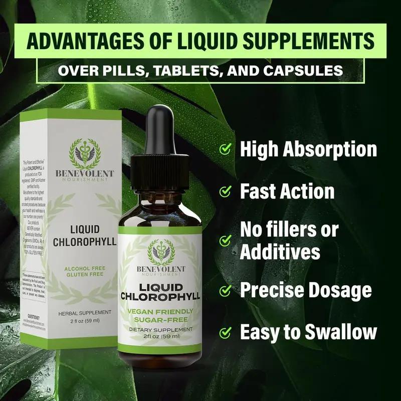 3x Liquid Chlorophyll Drops (4 Month Supply) Healthcare Supplement - Natural Deodorant and Detox - Gut Support Healthcare Liver