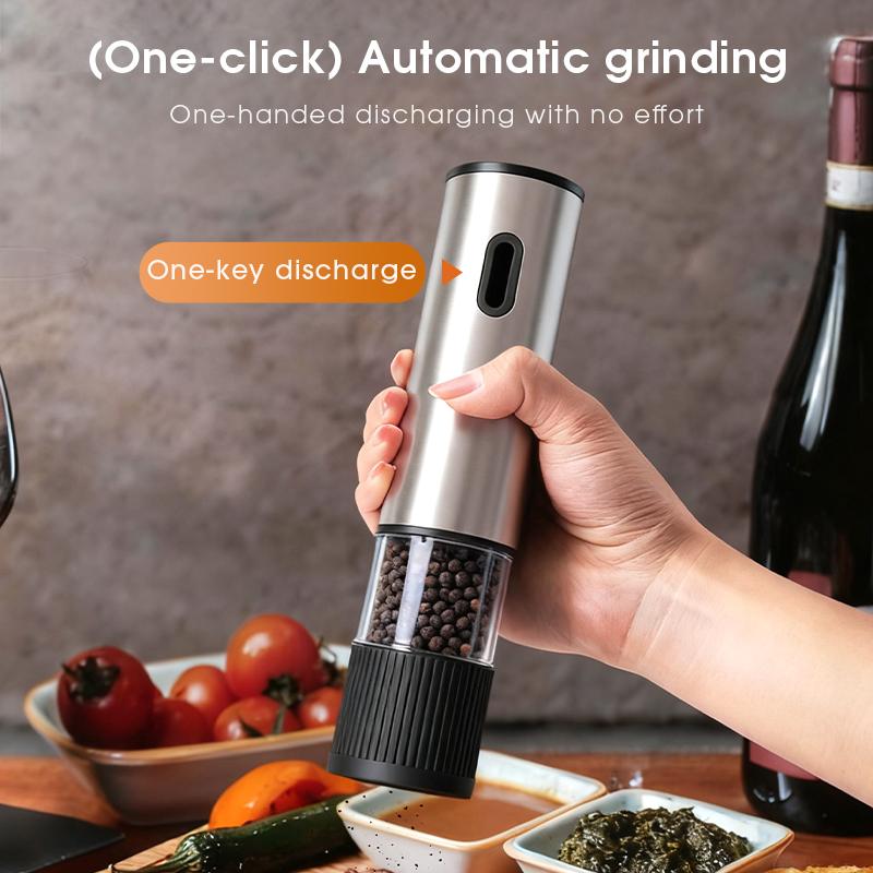 Automatic Salt and Pepper Grinder, Rechargeable Electric Spice Mill, LED Light Base, Large Capacity, Adjustable Coarseness, Self-Adjusting, Kitchen Utensils Set, New Year Gift, Home Kitchen